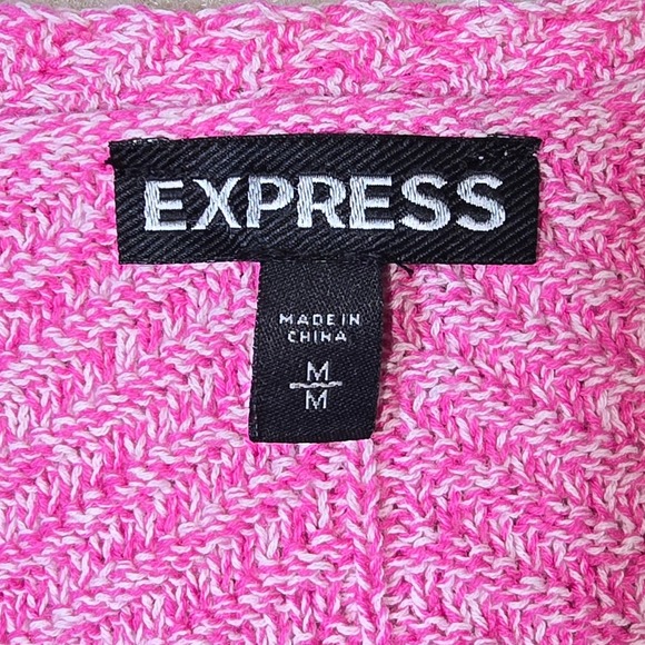 EXPRESS Pink Marled Deep V Neck Sweater Tunic Top 1/2 Sleeve Women's Size M - Picture 5 of 6